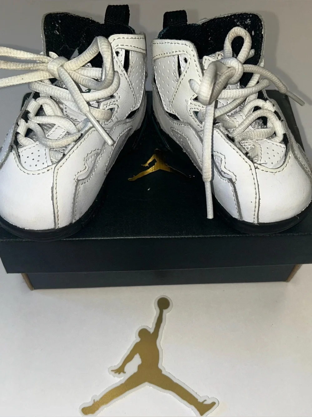 Jordan White and Black Baby High-Top Sneakers